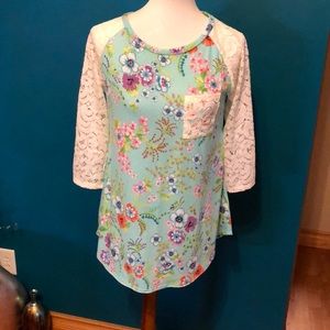 Large knit and lace top